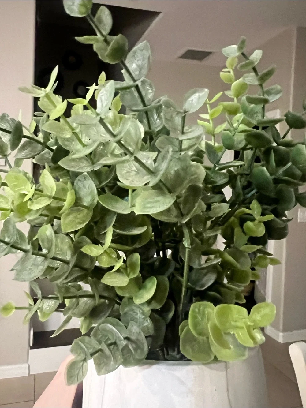 Artificial Eucalyptus Plant in Marble Pot